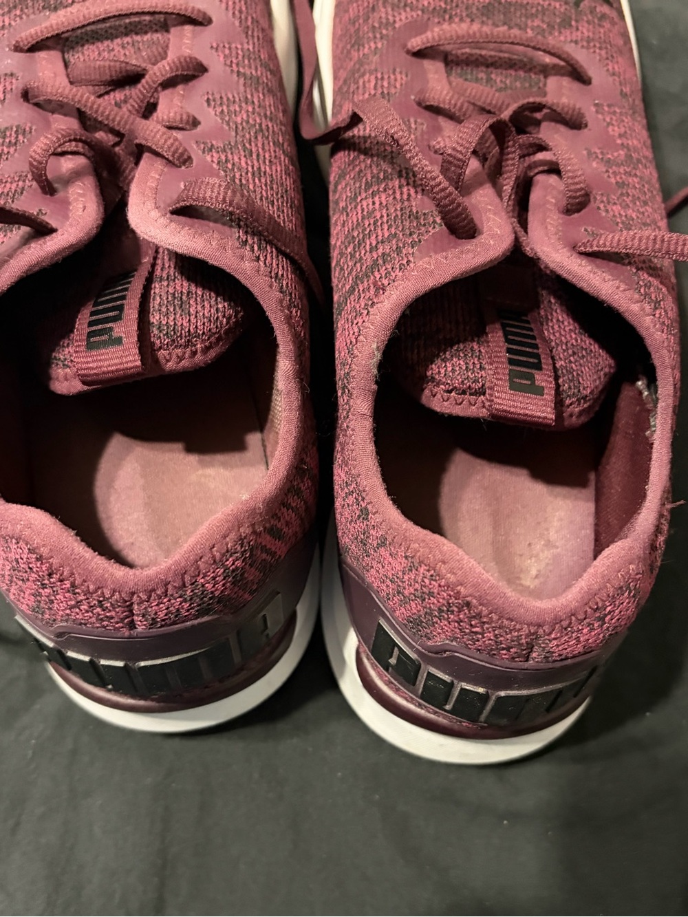 Puma Women's Knit Lace-Up Sneakers in Burgundy - Picture 5 of 7